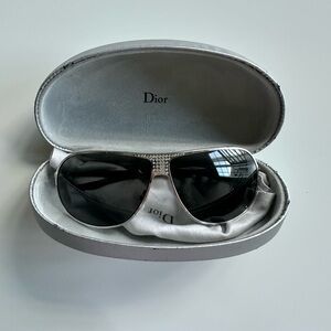 Vintage Hard Dior 1 Silver Sunglasses with Case
